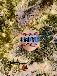 Game Used Baseball Christmas Ornament - "Memphis"