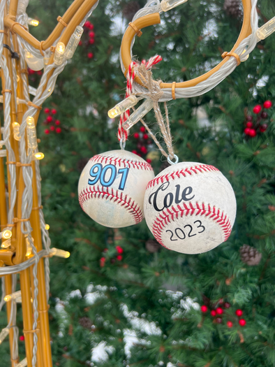 Game Used Baseball Christmas Ornament - CUSTOMIZED